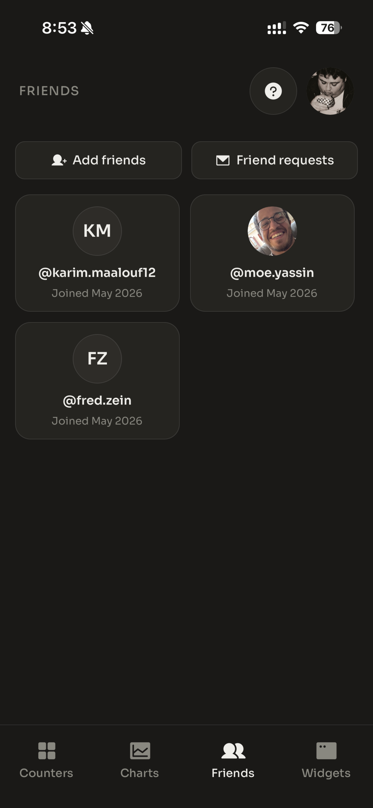 Friends screen